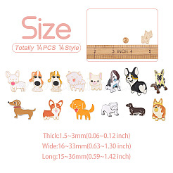 15Pcs 15 Style Puppy Dog Enamel Pins&nbsp;JEWB-YS0001-13