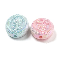 UVメッキ虹色アクリルビーズ  花柄とオーバル  ミックスカラー  27.5x23x11mm  穴：2.5mm&nbsp;OACR-G039-19