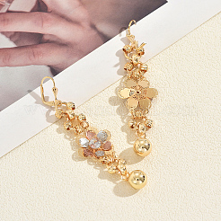 Brass Flower Tassel Hoop Earrings&nbsp;LY6441