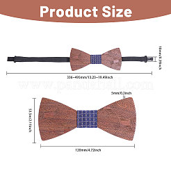 新郎用木製蝶ネクタイ1個  調節可能な蝶ネクタイ  蝶結び  ブラック  336~495mm&nbsp;AJEW-CA0004-59B