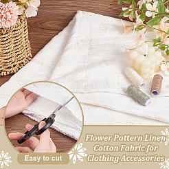 Flower Pattern Linen Cotton Fabric for Clothing Accessories&nbsp;DIY-WH0632-51