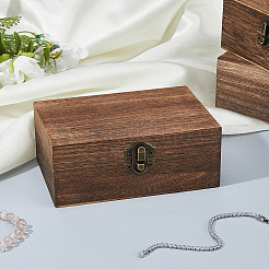木製ジュエリー包装箱6個  金属製の留め具が付いた長方形  コーヒー  14.85x9.85x5.95cm&nbsp;CON-FH0001-59