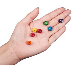 ウッドビーズ  染め  ラウンド  ミックスカラー  10mm  穴：3.5mm  200個/箱  プラスチックビーズ容器：7.2x5.2cm&nbsp;WOOD-PH0008-05