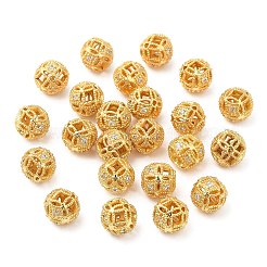 Brass Micro Pave Clear Cubic Zirconia Beads&nbsp;KK-I705-10G