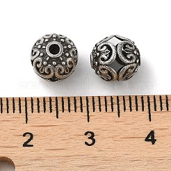 925スターリングシルバービーズ  花と中空丸  アンティークシルバー  7.5mm  穴：1.6mm&nbsp;STER-M113-20AS