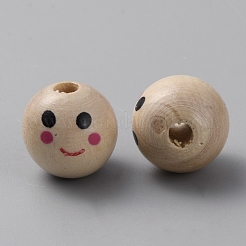 Printed Wood European Beads&nbsp;WOOD-WH0131-07