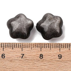 天然銀光沢黒曜石ビーズ  花  14~14.5x14.5~15x9mm  穴：1.2mm&nbsp;G-A310-04A