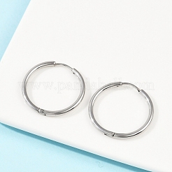 変色しにくい304ステンレススチール製フープピアス  316サージカルステンレスピン付き  リング  ステンレス鋼色  20x2mm  12ゲージ  ピン：0.9mm&nbsp;EJEW-G272-02-20mm-P