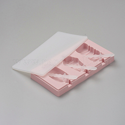アイスポップシリコンモールド  プラスチック製の蓋と棒付き  子供用夏の家庭のキッチンツール  ピンク  91x182x22mm  アイスキャンディー：75x40mm、76x40mm、76x39mm&nbsp;AJEW-D039-08