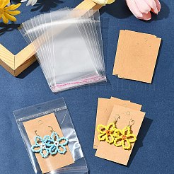 紙製ディスプレイカード50枚  ピアスに使用  長方形  セロハンバッグ付き  シエナ  9x5x0.01cm&nbsp;CDIS-FS0001-14B