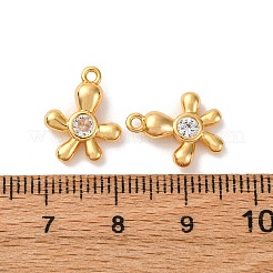 真鍮製マイクロパヴェキュービックジルコニアペンダント  花  長持ちメッキ  ニッケルフリー  18KGP本金メッキ  14.5x11x4mm  穴：1.2mm&nbsp;KK-K382-60G
