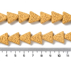 三角形に染めた天然溶岩石ビーズ連売り  ゴールド  13x14x5mm  穴：1.2mm  約31個/連  15.35''（39センチメートル）&nbsp;G-O126-04A-08