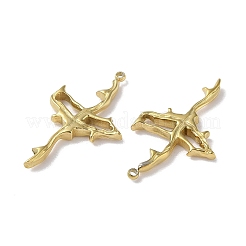 304ステンレスペンダント  枝チャーム  18KGP本金メッキ  26x15x2.2mm  穴：1mm&nbsp;STAS-H185-08G