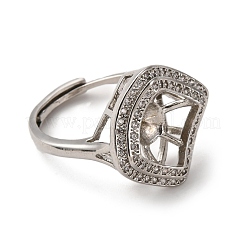 Rhombus Brass Micro Pave Clear Cubic Zirconia Adjustable Ring Settings&nbsp;KK-D378-34P