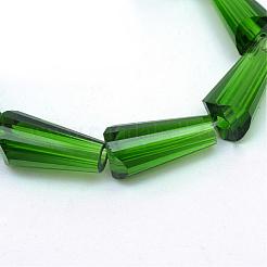 クリアガラスビーズ連売り  コーン  グリーン  16x7~7.5mm  穴：1.6mm  約48個/連  28.74~28.94''（73~73.5センチメートル）&nbsp;GLAA-R170-8x16-01L