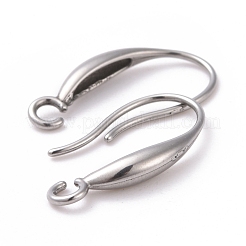変色しにくい304ステンレススチール製ピアスフック  水平ループ付き  ステンレス鋼色  18x10x2.5mm  穴：2mm  21ゲージ  ピン：0.7mm&nbsp;STAS-E017-01P