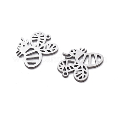ステンレススチールチャーム201個  レーザー切断  蜂のチャーム  ステンレス鋼色  15x14x1mm  穴：1mm&nbsp;STAS-V001-21