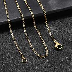 304ステンレススチールアズキチェーンネックレス  カニカン付き  ゴールドカラー  18インチ（45.7cm）  丸カン：4x0.5mm。&nbsp;X-NJEW-E026-04G-B