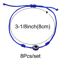 ナイロン糸ブレスレット8個  樹脂ビーズで  ミックスカラー  内径：3-1/8インチ（8cm）  8個/セット&nbsp;BJEW-FS00019