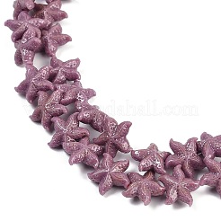 合成サンゴ染め彫刻ビーズ連売り  ヒトデ  紫色のメディア  16~17x14~15x6~6.5mm  穴：0.8mm  約28個/連  13.19''（33.5センチメートル）&nbsp;CORA-K009-06B-06
