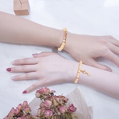 4Pcs 4 Style Natural Topaz Jade & Synthetic Citrine Stretch Bracelets Set with Glass Beaded&nbsp;BJEW-SW00105-07