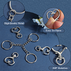 150Pcs 3 Styles Heart Shape Zinc Alloy Swivel Lobster Clasp with Iron Split Key Rings with 304 Stainless Steel Jump Rings&nbsp;FIND-SP0002-59P