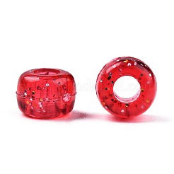 クリアアクリルヨーロピアンビーズ  グリッターパウダー付き  大穴ビーズ  ロンデル  ミックスカラー  9x6.5mm  穴：4mm&nbsp;X-TACR-T010-002