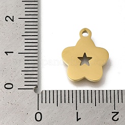 イオンプレーティング（IP）304ステンレススチール手動研磨ペンダント  黒のアクリルで  ゴールドカラー  スター  15x13x2mm  穴：1.6mm&nbsp;STAS-M059-01G-E01