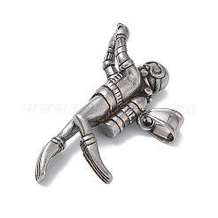 304ステンレスペンダント  ダイバーチャーム  アンティークシルバー  20.5x49x13mm  穴：8x4mm&nbsp;LS-STAS-C165-04AS