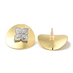 Rack Plating Brass Micro Pave Clear Cubic Zirconia Stud Earrings&nbsp;EJEW-B062-01GP-01B