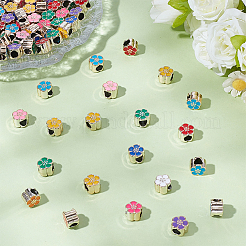 UVメッキアクリルヨーロピアンビーズ100個  エナメル  大穴ビーズ  ミックスカラー  花  ライトゴールド  10.5x11x8mm  穴：5mm&nbsp;OACR-HY0001-26