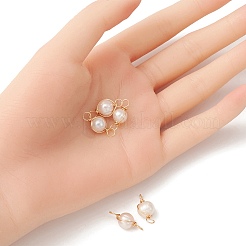 Natural Cultured Freshwater Pearl Connector Charms&nbsp;PALLOY-YW0001-39