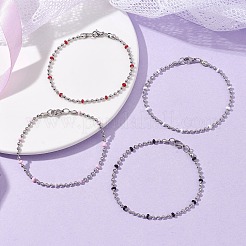 304 Stainless Steel Enamel Ball Chains Bracelets for Women&nbsp;BJEW-JB09866