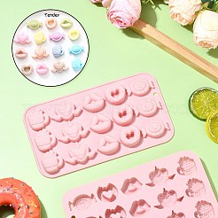 DIY食品グレードシリコンモールド  フォンダン型  DIYケーキデコレーション用  チョコレート  キャンディ  UVレジン＆エポキシ樹脂ジュエリー作り  ピンク  キャンディ  115x203x14mm  内径：20~30x27~43mm&nbsp;SIL-CJC0015-10C