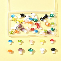 10色キノコ手作りランプワークビーズ  ミックスカラー  12.5~16x10~12mm  穴：1.2~2mm  4個/カラー&nbsp;LAMP-FS0001-15