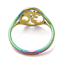 イオンプレーティング(IP) 304 ステンレススチール ヨガ調節可能リング 女性用  虹色  内径：16.4mm&nbsp;RJEW-M149-24RC