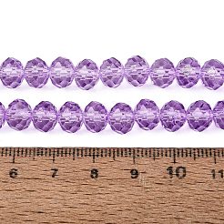 プリントガラスビーズ焼付塗装ガラスビーズ連売り  ファセットロンデル  ライラック  8x6mm  穴：1mm  約60~62個/連  39~40cm&nbsp;LS-EGLA-Q120-B-B01