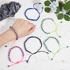 6Pcs 6 Colors Resin Evil Eye Braided Bead Bracelets Set&nbsp;BJEW-FI0001-46