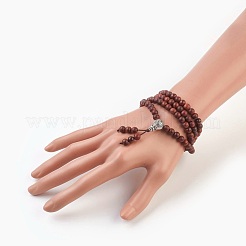 Four Loops Natural Sandalwood Beads Stretch Wrap Bracelets&nbsp;BJEW-JB03812