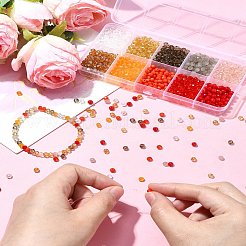 1300 個 10 スタイルガラスビーズ  多面カット  ロンデル  ミックスカラー  4x3mm  穴：0.4~0.9mm  130個/スタイル&nbsp;GLAA-YW0003-46