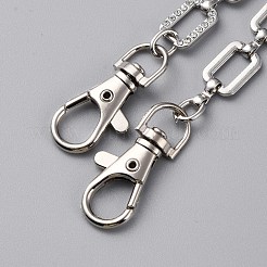 ラインストーンオーバルリンクチェーンウォレットキーホルダー  ジーンズパンツ用スイベルクラスプ付き合金チェーンベルトヒップスターアクセサリー  プラチナ  23-3/8インチ（59.3cm）&nbsp;FIND-WH0152-302P