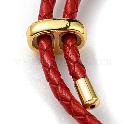 Brass Column Bar Link Bracelet with Leather Cords&nbsp;BJEW-G675-05G