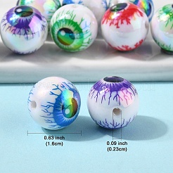 プリントアクリルビーズ10個  眼球  ミックスカラー  16mm&nbsp;OACR-YW0005-02