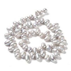 天然養殖淡水パールビーズ連売り  ライス  銀  7~10x6~7mm  穴：0.2mm  約63~64個/連  13.62~13.86インチ（34.6~35.2cm）&nbsp;PEAR-J007-69