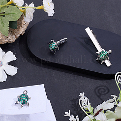 Stainless Steel Cufflinks & Brass Enamel Tie Clips&nbsp;AJEW-AR0005-67