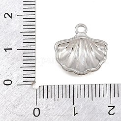 304ステンレススチールチャーム  貝殻の形のチャーム  ステンレス鋼色  15x15x3mm  穴：1.8mm&nbsp;SA-CBA6E67-07P