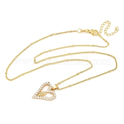 Brass Pave Clear Cubic Zirconia Heart Virgin Mary Pendant Necklaces for Women&nbsp;NJEW-D306-04G-A
