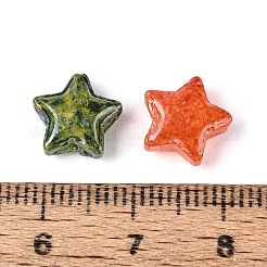 ピカソ ベーキングペイント ガラスビーズ  スター  ミックスカラー  9.5~10x10x4~4.5mm  穴：0.9~1mm&nbsp;DGLA-T004-69M