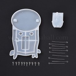 スイング豚ディスプレイ装飾 diy キット  2個のシリコンモールドを含む  10本のアイピン  スクリューアイピンペグベイル10個。  ホワイト  5.8~120x6~75x0.5~7.5mm&nbsp;SIMO-H002-02