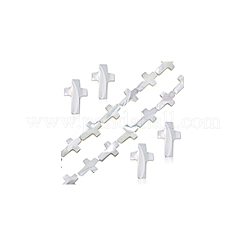 天然トロキッド貝/トロキス貝ビーズ 1 連  クロス  貝殻色  15~16x10x4mm  穴：0.5mm  約26個/連  15.83''（40.2センチメートル）&nbsp;SSHEL-GA0001-17